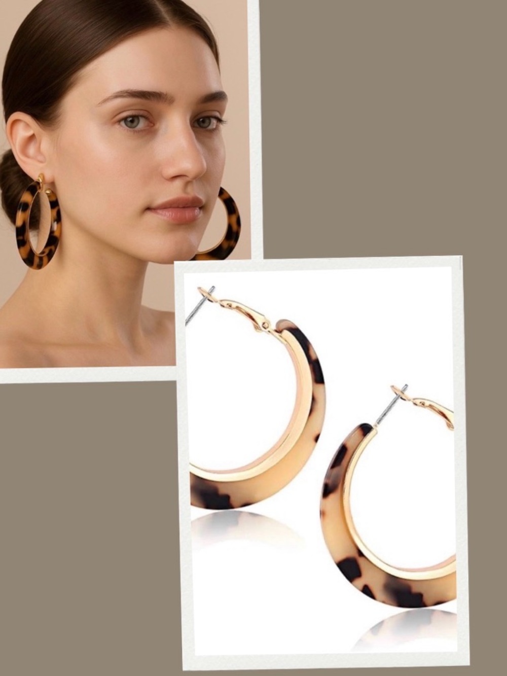 Tortoise Shell Hoop Earrings - Picture 12 of 14